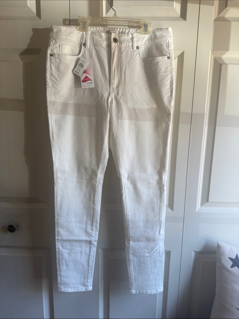 L.L. Bean White Slim Straight Jeans